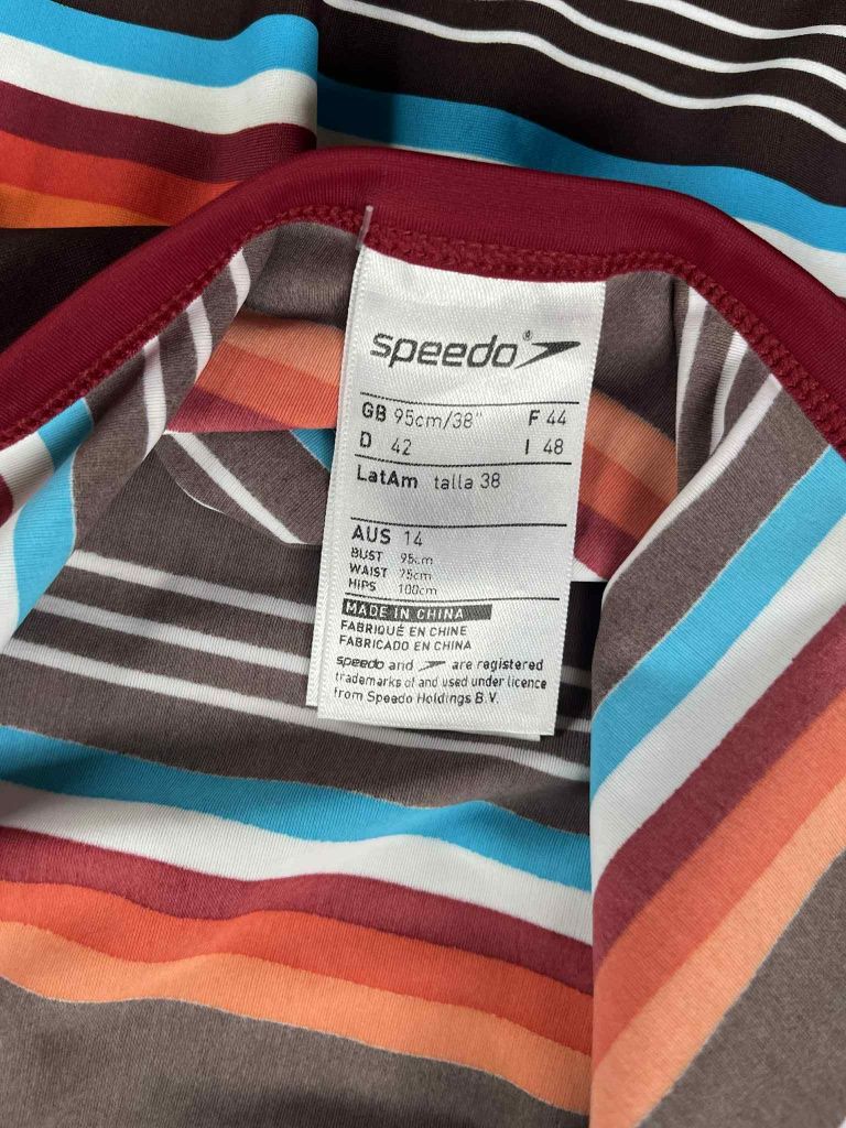 Speedo kostium kąpielowy jednoczęściowy strój markowy paski logo M