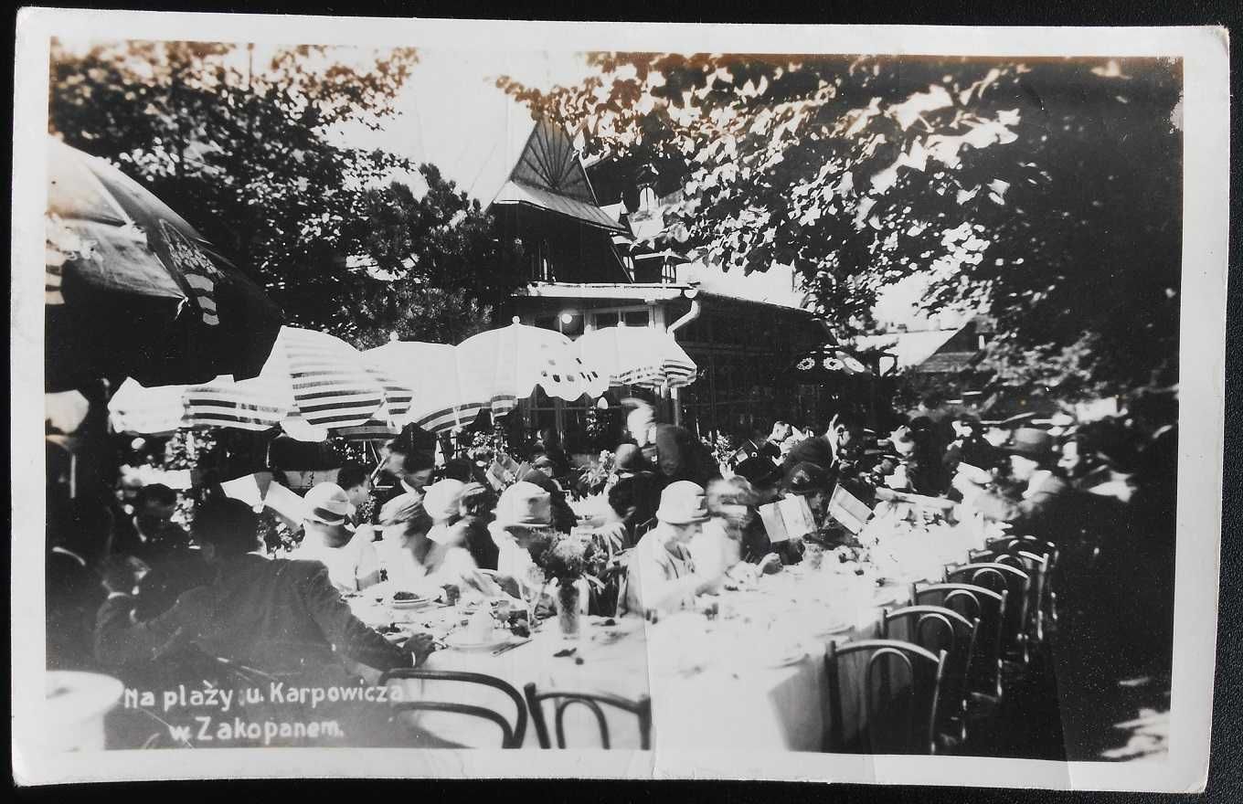 Pocztówka Zakopane Na plaży u Karpowicza restauracja podwojenna