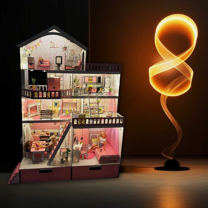 Величезний будинок для ляльок ЛОЛ Барбі з освітленням +вітальня дом