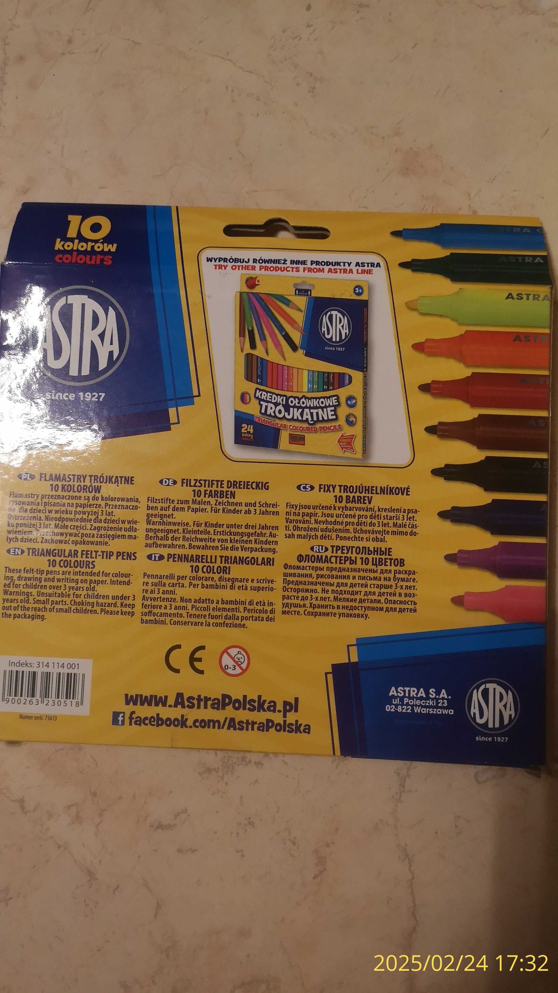 Nowe flamastry / pisaki trójkątne Astra