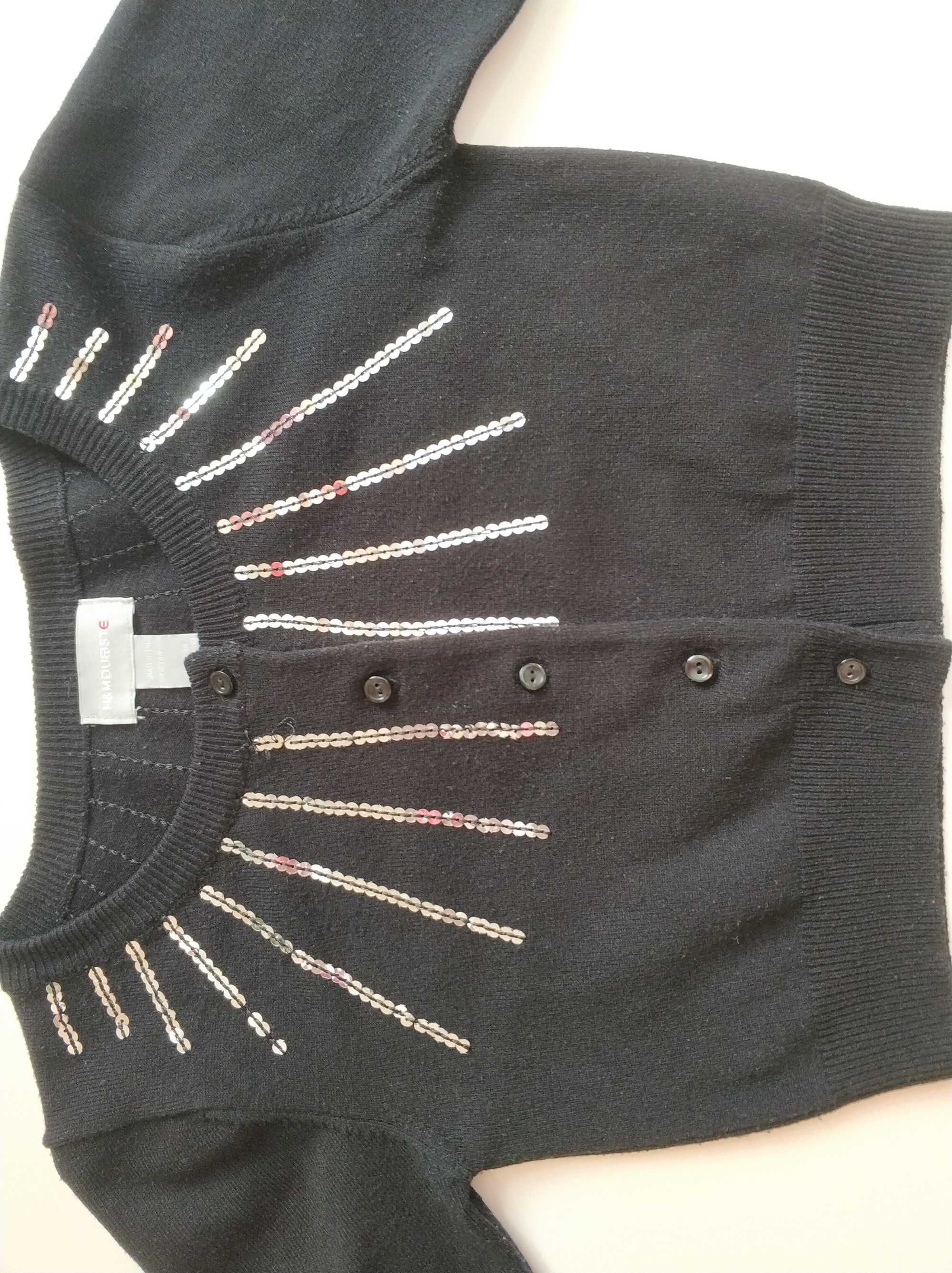 bolerko czarne 7-8 lat, sweterek krótki  H&M 134