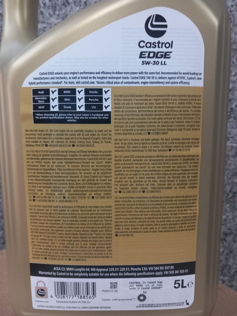 Castrol Edge 5w30 Totalmente sintético