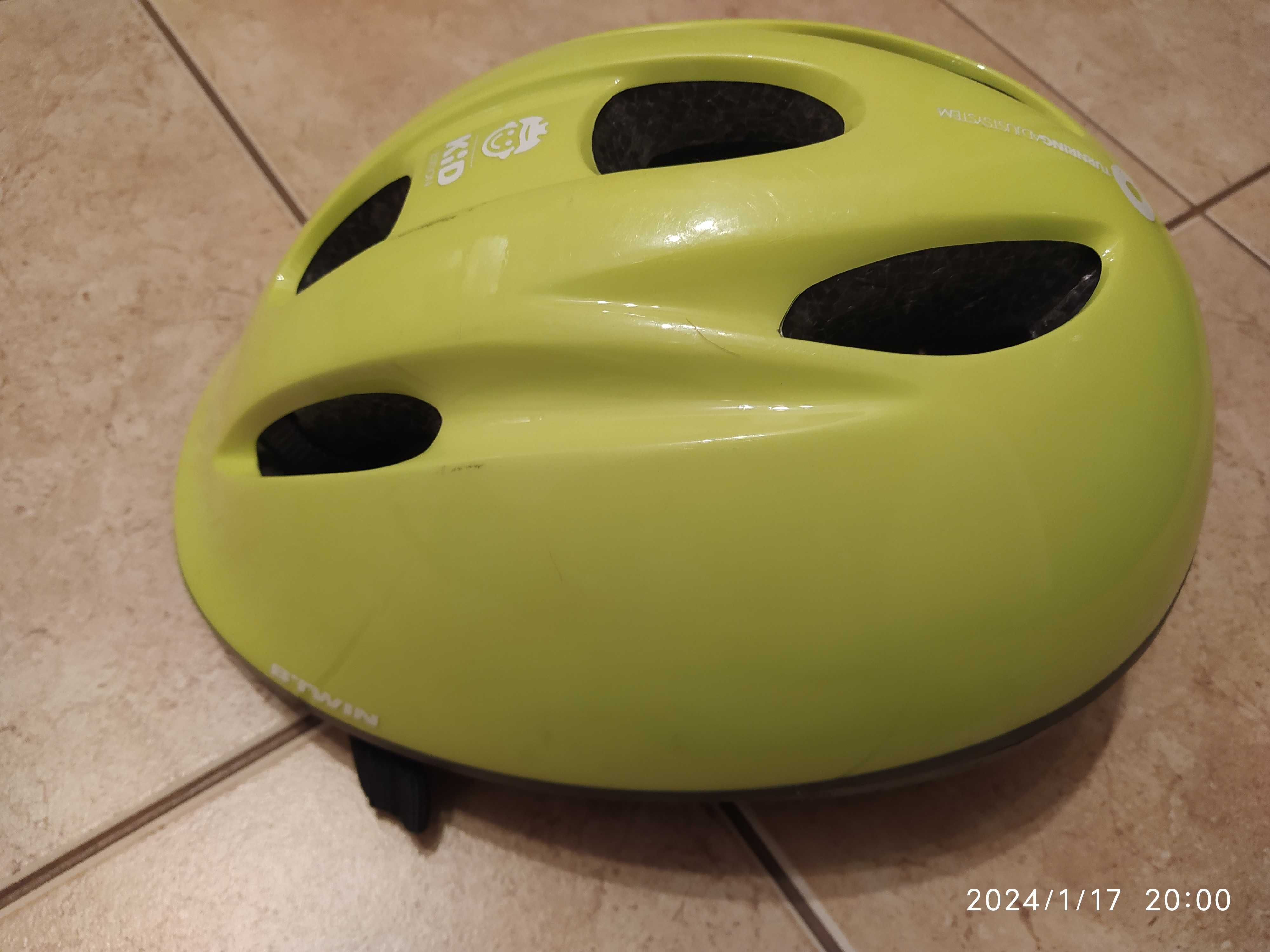 Kask ochronny B-Twin Kid Decathlon żółty