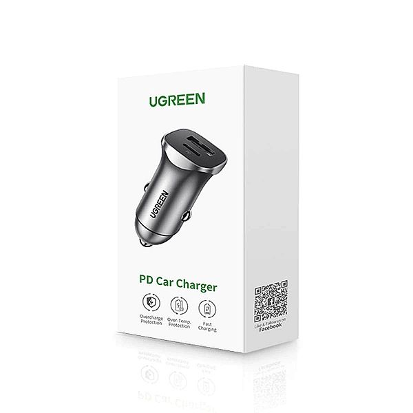 Ugreen szybka ładowarka samochodowa USB-A / USB-C 30W PD PPS szara (CD