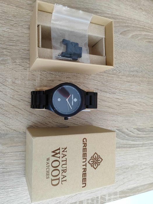 Zegarek męski analogowy drewniany kolor czarny