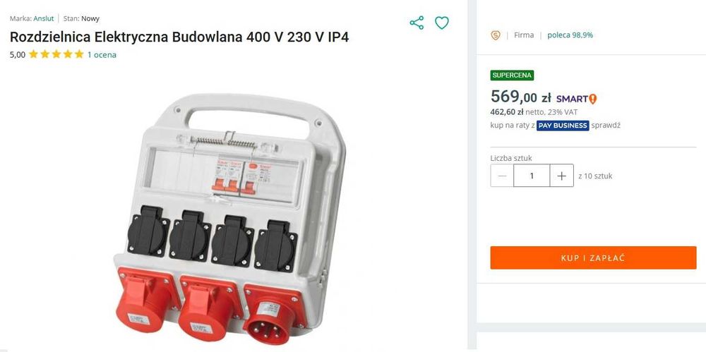Rozdzielnica Elektryczna Budowlana 400 V 230 V IP4 NOWA 4x230 3x400