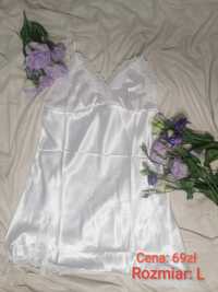 Koszula nocna biała/satynowa - rozmiar L