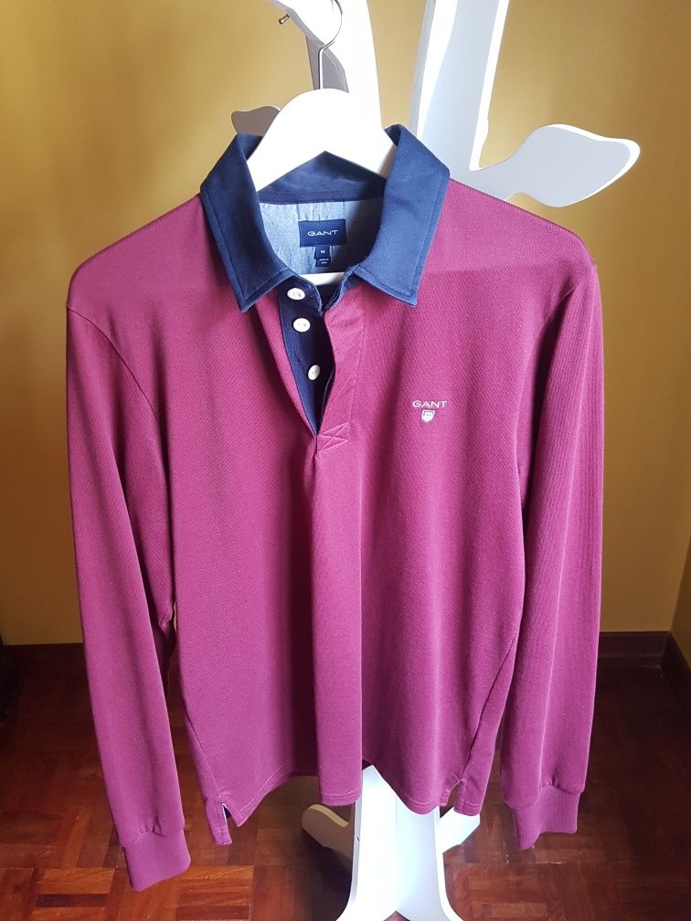 Polo de manga comprida para homem, cor bordeaux, GANT, Tamanho M