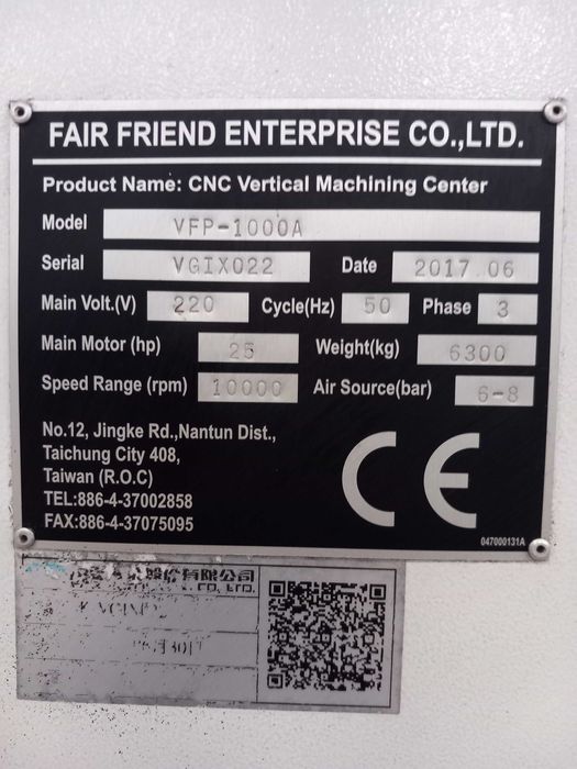 CNC Centro de maquinação vertical VFP-1000 #908