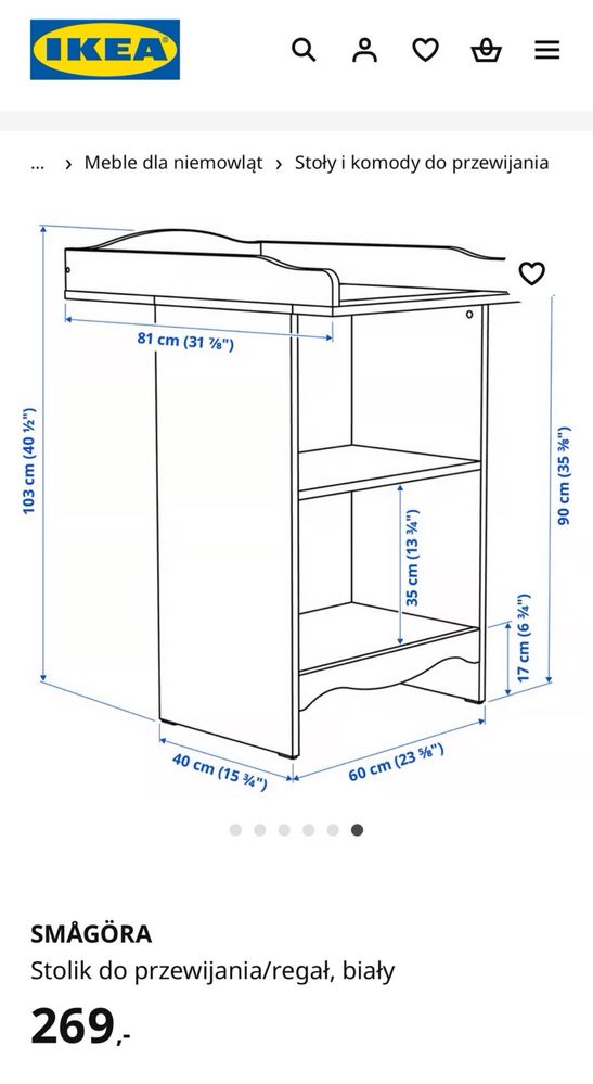 Komoda przewijak dziecięcy IKEA SMAGORA