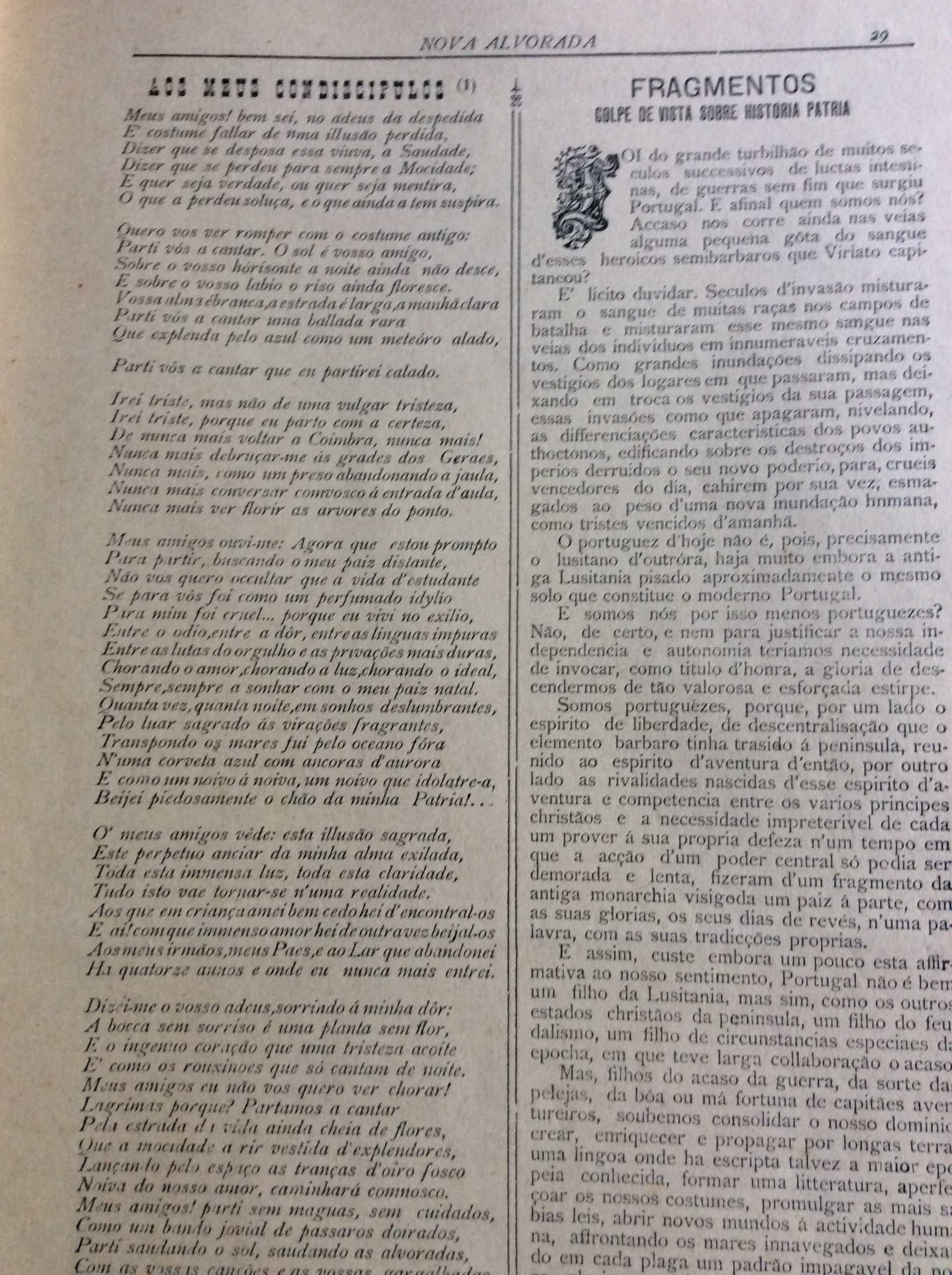 A Alvorada, Revista mensal litterár e scientífica, n.º3 de 1891. Rara