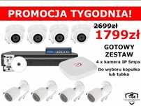 Nowy Zestaw 4 kamer IP 5mpx(4-16) kamery monitoring podgląd TEL