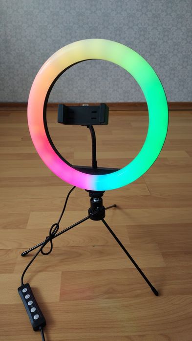 Кільцева RGB лед лампа з тримачем для телефона 26 см