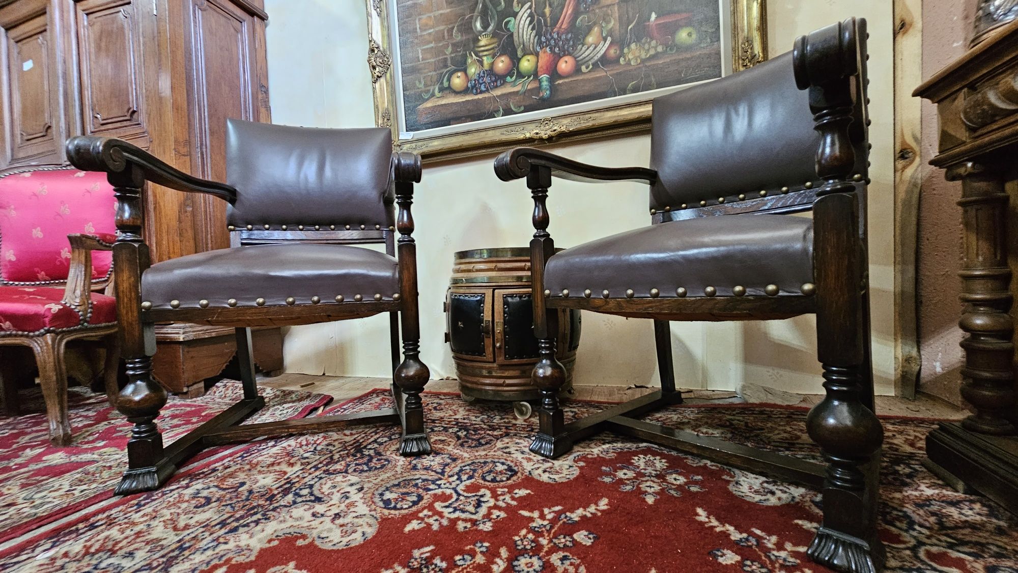 Rezerwacja Fotel krzesło z podłokietnikami tron skóra #492 Stylowy Węg