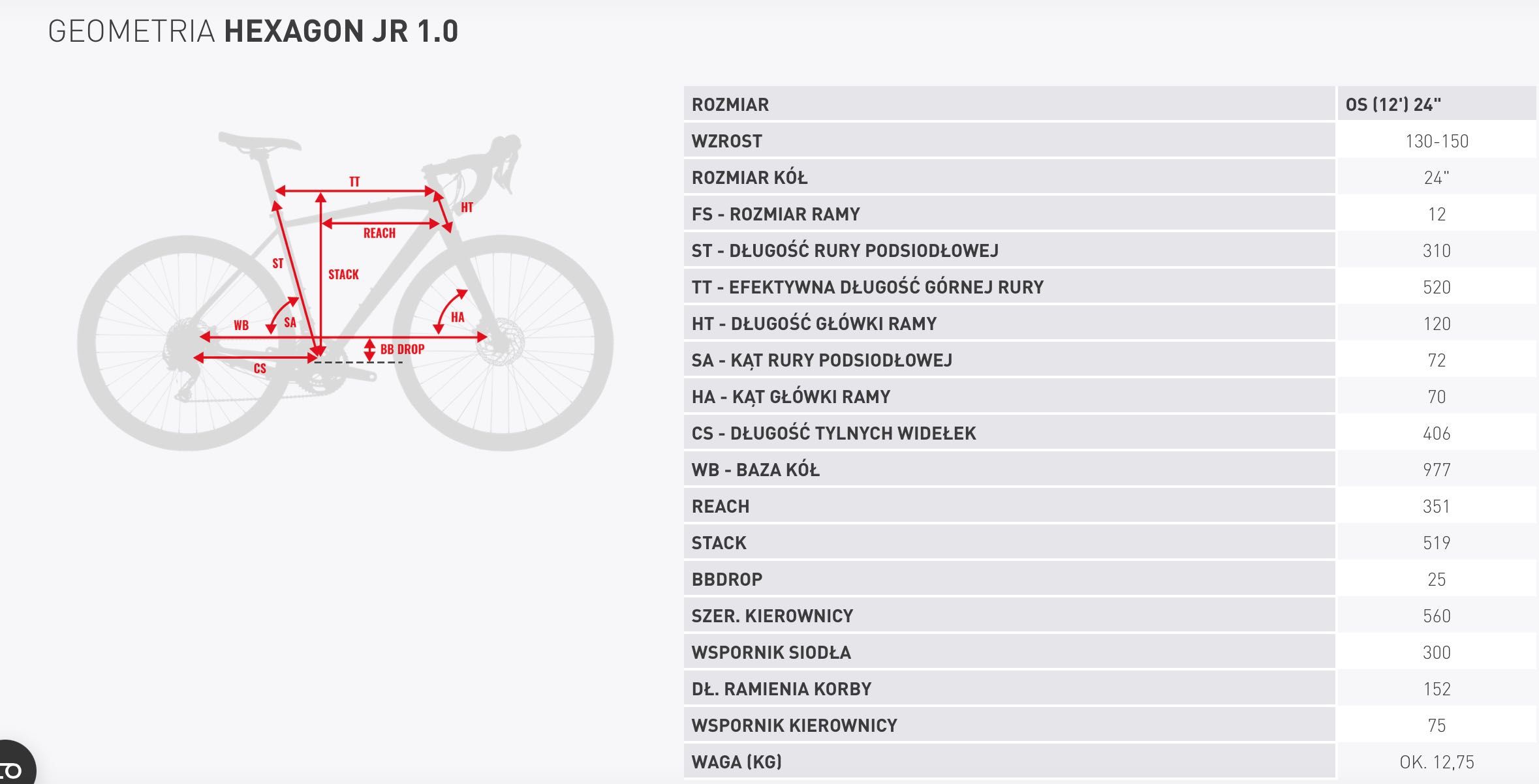 Rower Hexagon JR 1.0 24