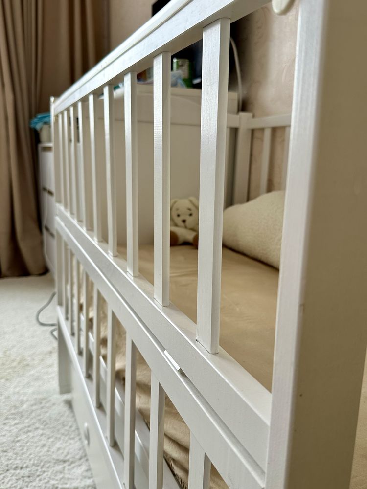 Ліжечко Babyroom Тедді біле з матрацом!!!