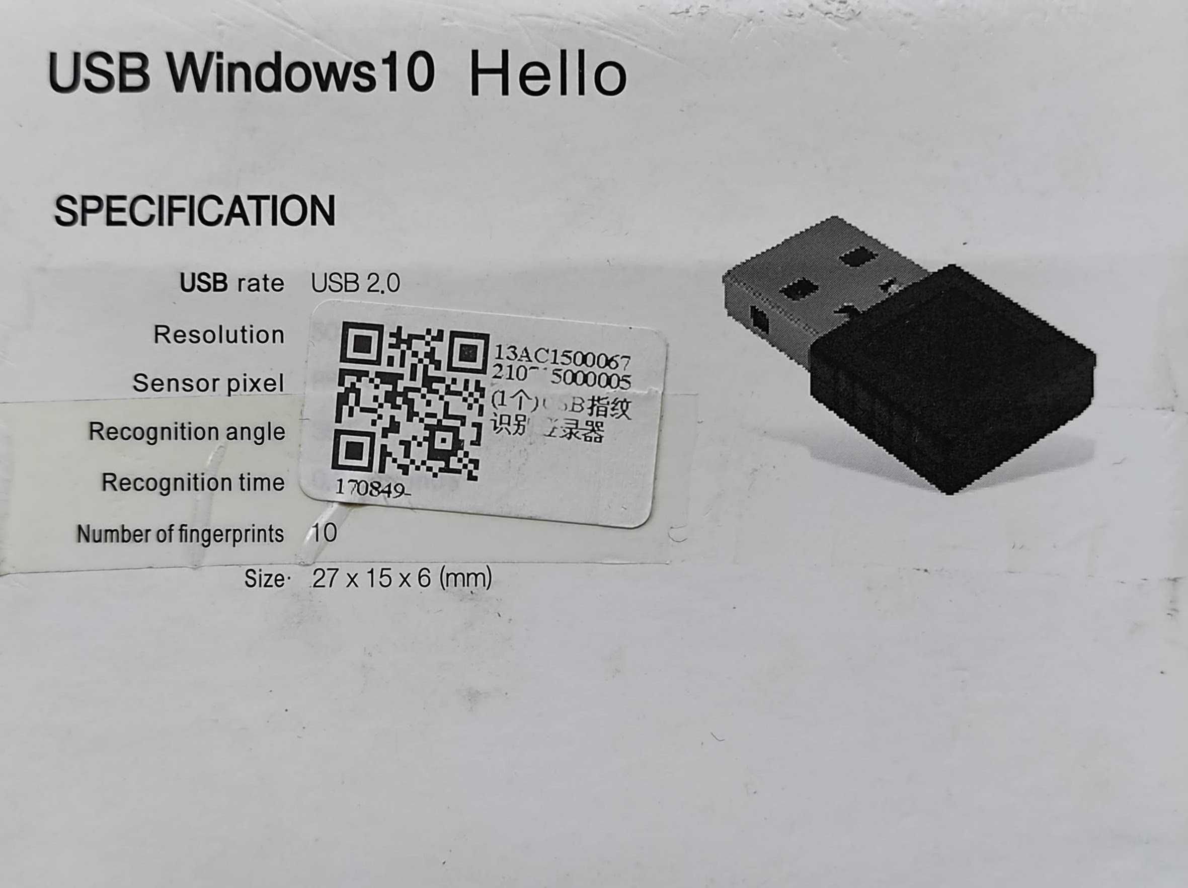Moduł czytnika linii papilarnych Mini USB dla Windows 10 11 Hello