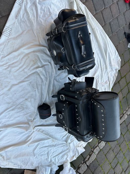 Kufry torby sakwy motocyklowe  centralne skórzane Viking