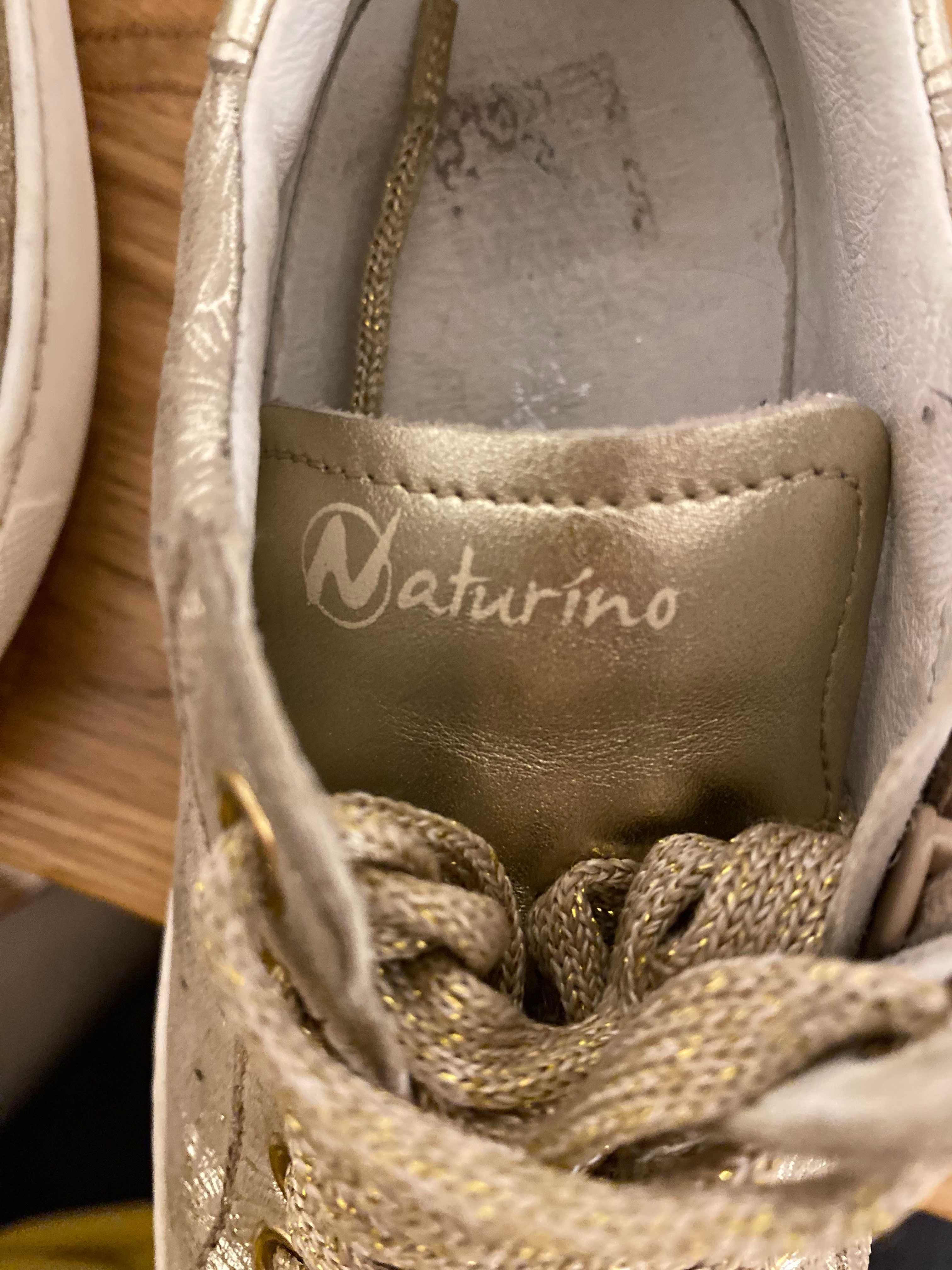 Złote trampki Naturino, adidasy, buty, rozm. 29, skórzane