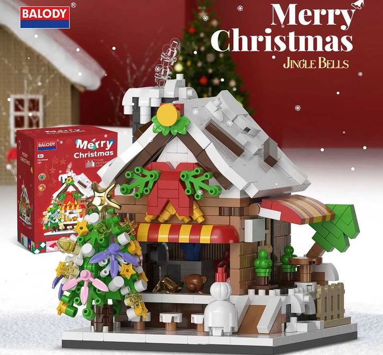 Конструктор новогодний домик магазин-кафе на 661 дет. с коробкой