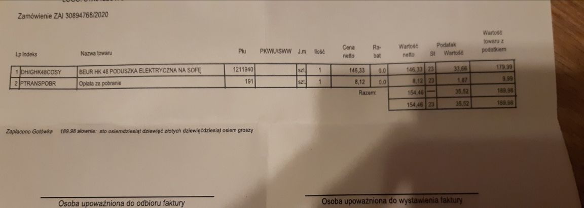 Sprzedam poduszkę elektryczną beurer wellbeing