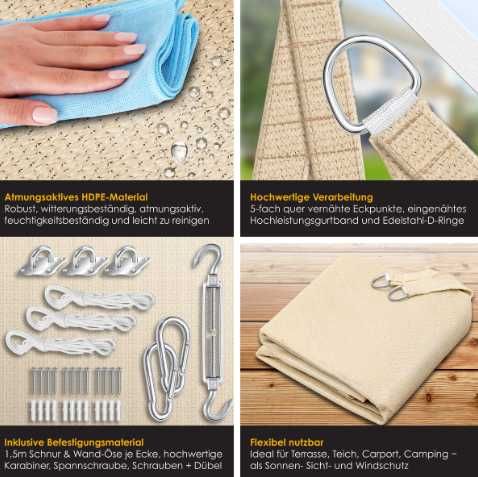 Żagiel przeciwsłoneczny KESSER 3x3x3 m