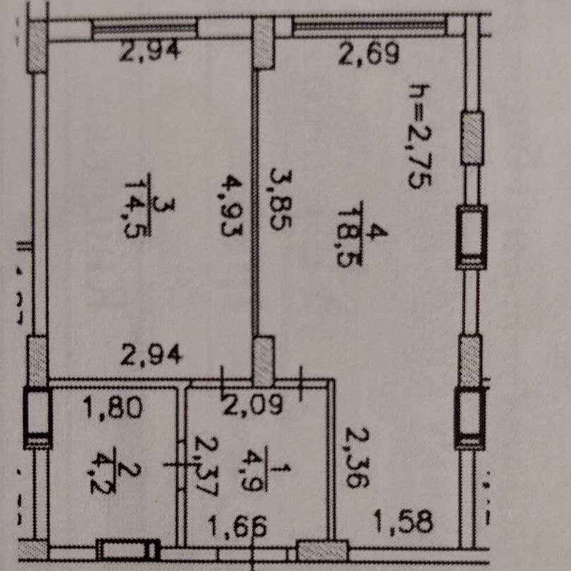 Продам 1к з документами. Мінімальне оформлення. 42м. Держ програми