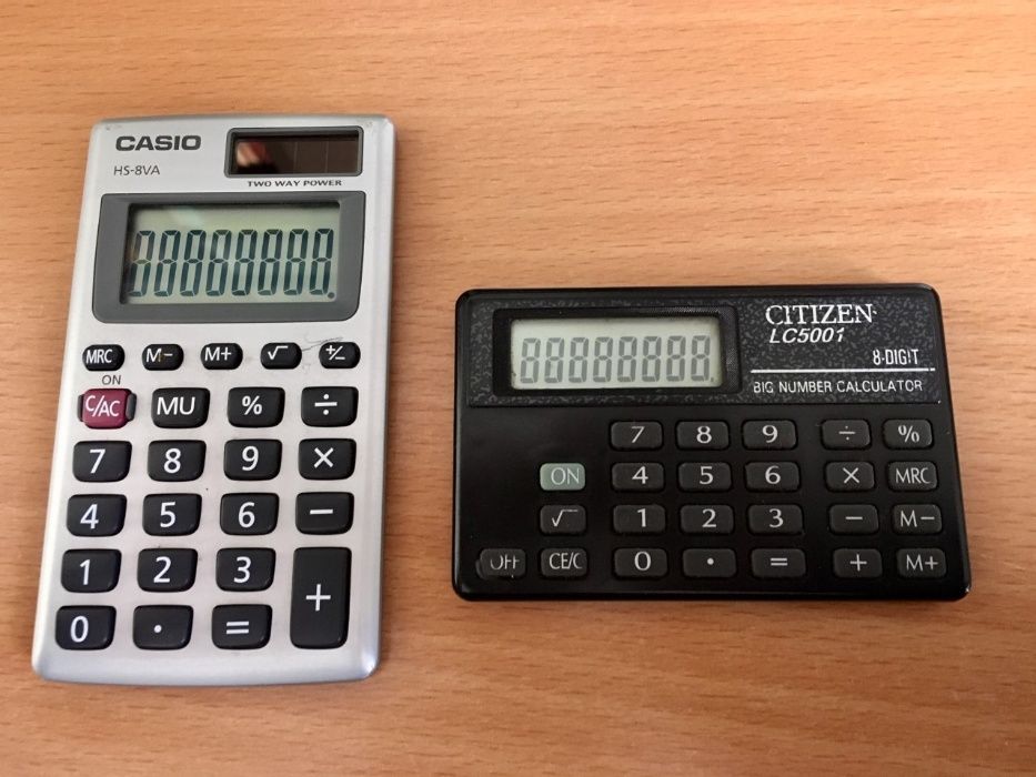 Calculadoras antigas Casio e Citizen