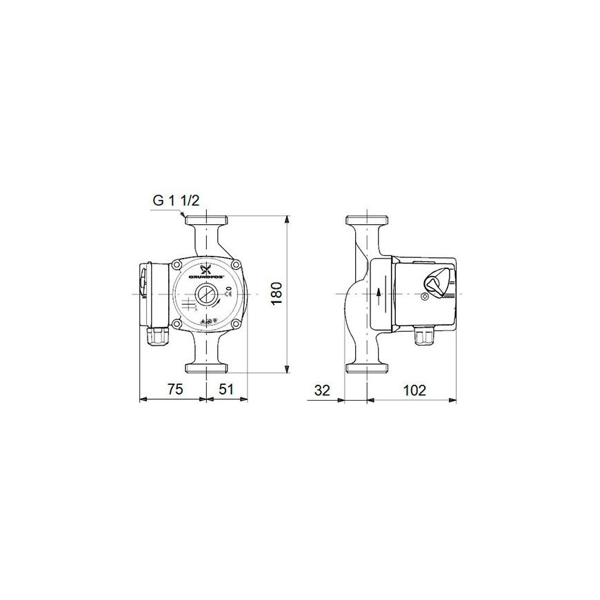 Grundfos UPS25-60 N 180 1x230V 50Hz 9H