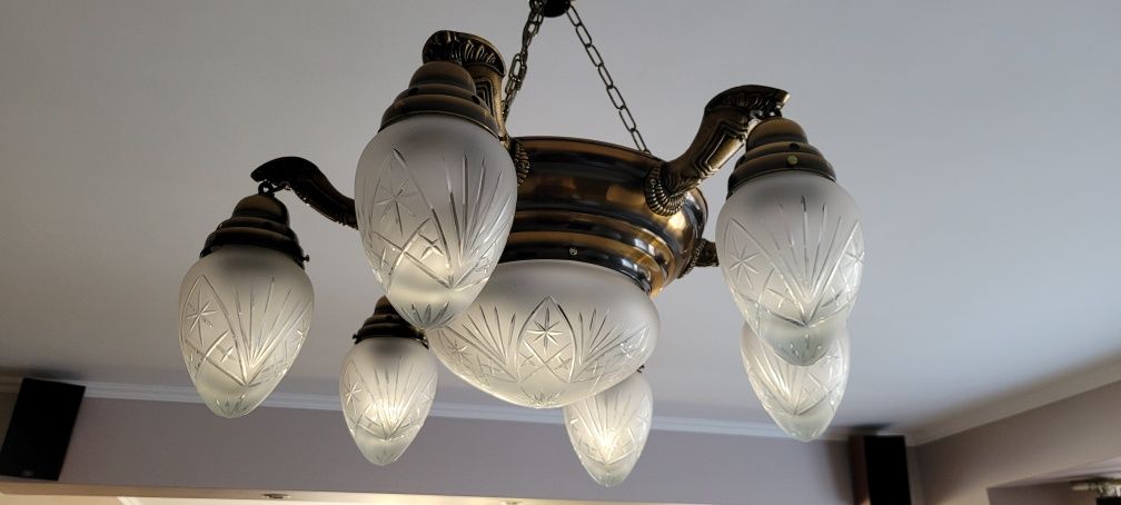 Żyrandol lampa mosiądz patyna