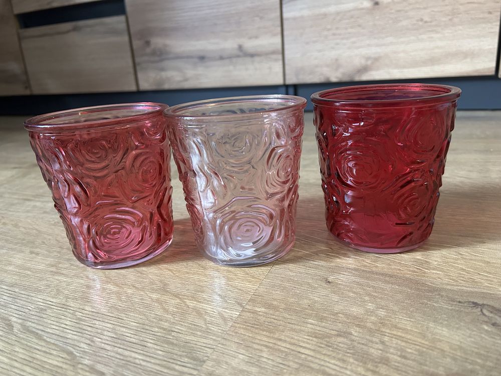 Zestaw 3 świeczników różowe boltze Home