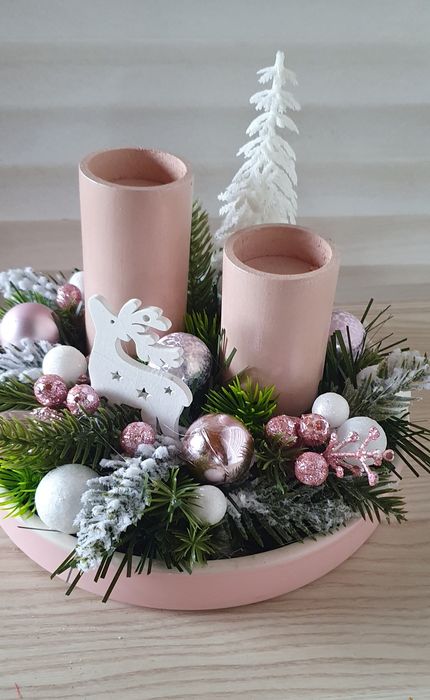 Stroik świąteczny na stół, Boże Narodzenie, świece