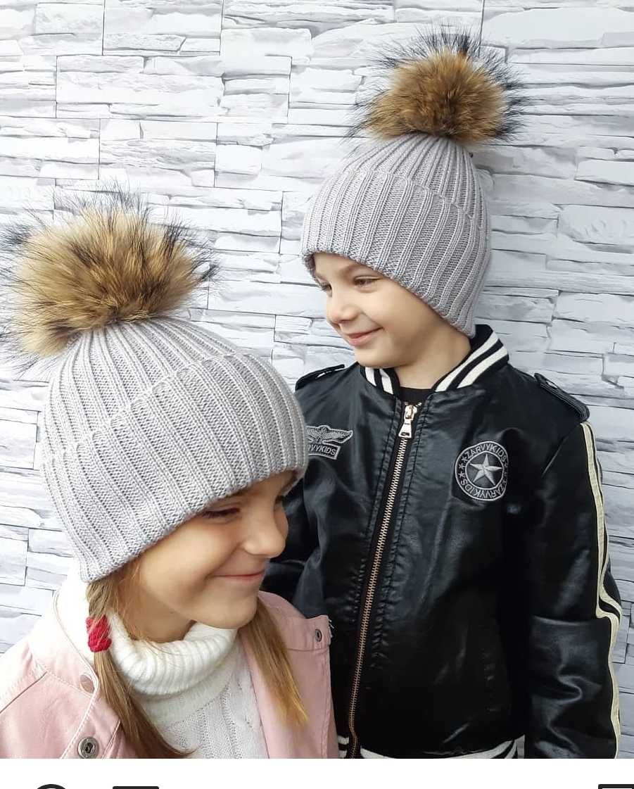 Дитячі зимові шапочки ручної роботи