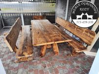NOWE CENY! Meble ogrodowe drewniane góralskie. Lite drewno ławka stół