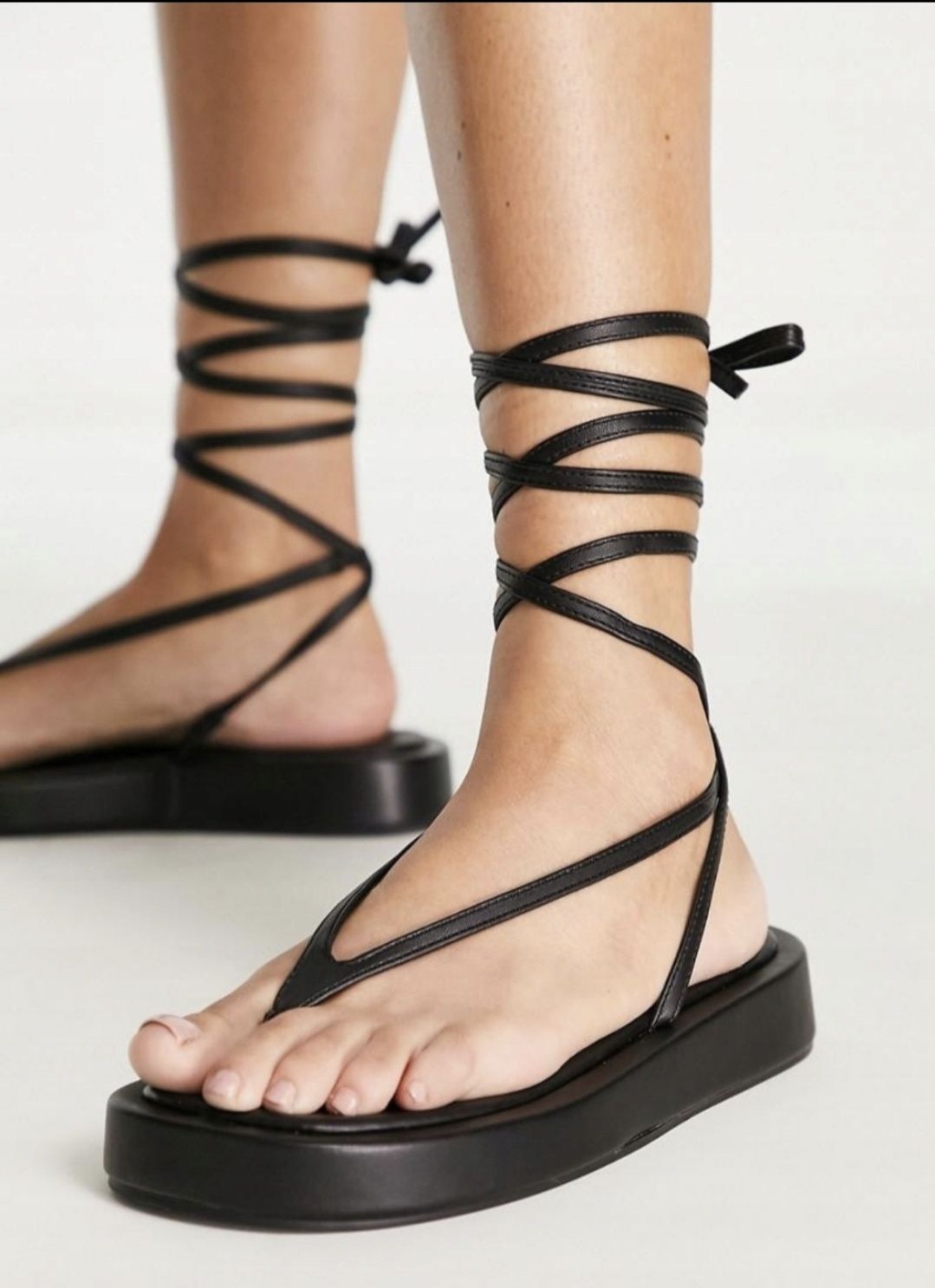 PUBLIC DESIRE sandały japonki gladiatorki 39 40 czarne black gothic