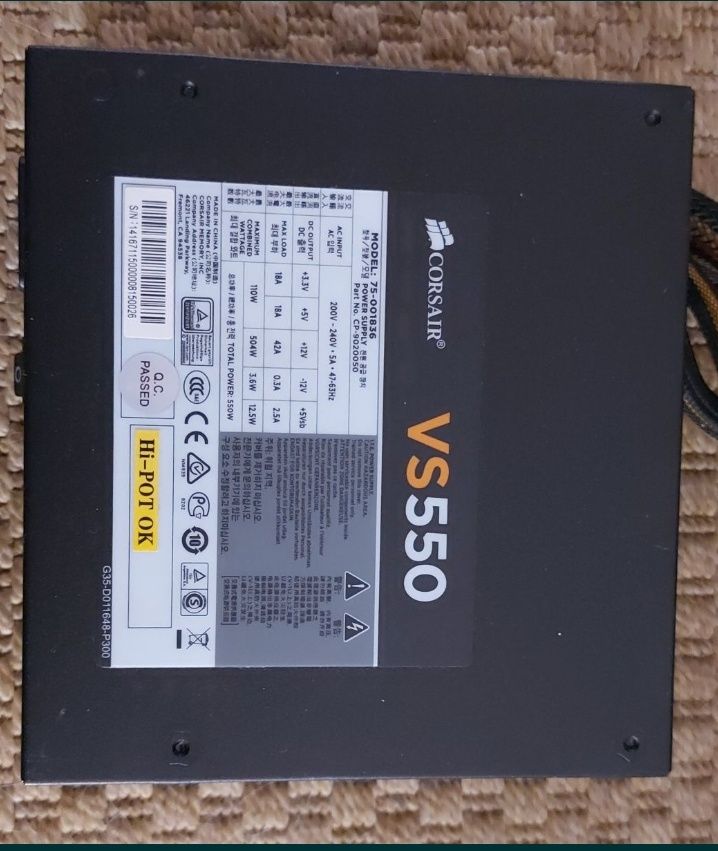 Fonte alimentação Corsair VS550