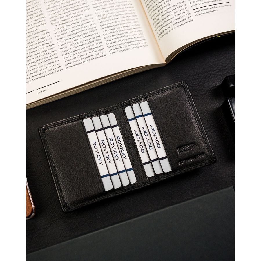 czarne etui na karty ze skóry naturalnej z systemem rfid - 4u cavaldi