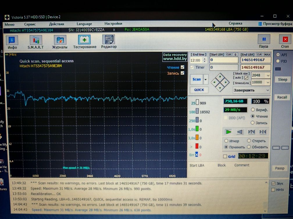 HDD 750 Gb 2,5 Hitachi