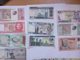 Zestaw 10 rożnych banknotów Świat