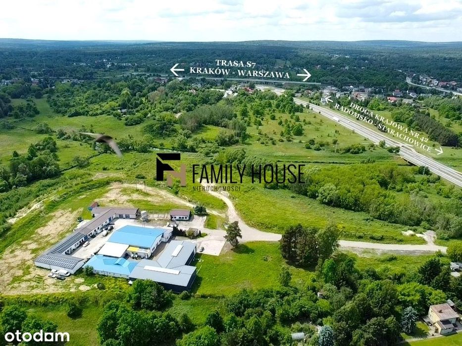 Hale 1884m2 na działce 9633m2 przy trasie S7