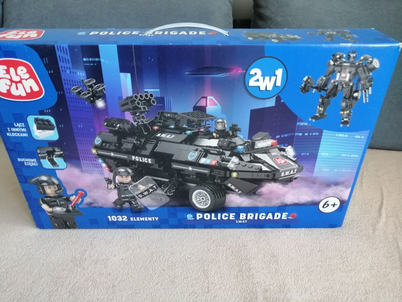 Nowe Klocki Elefun Brygada Policji Pojazd /Robot 2w1 El. 1032