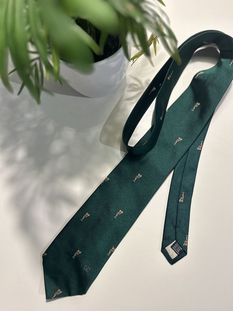 Jedwabny krawat tenis vintage 100 % silk