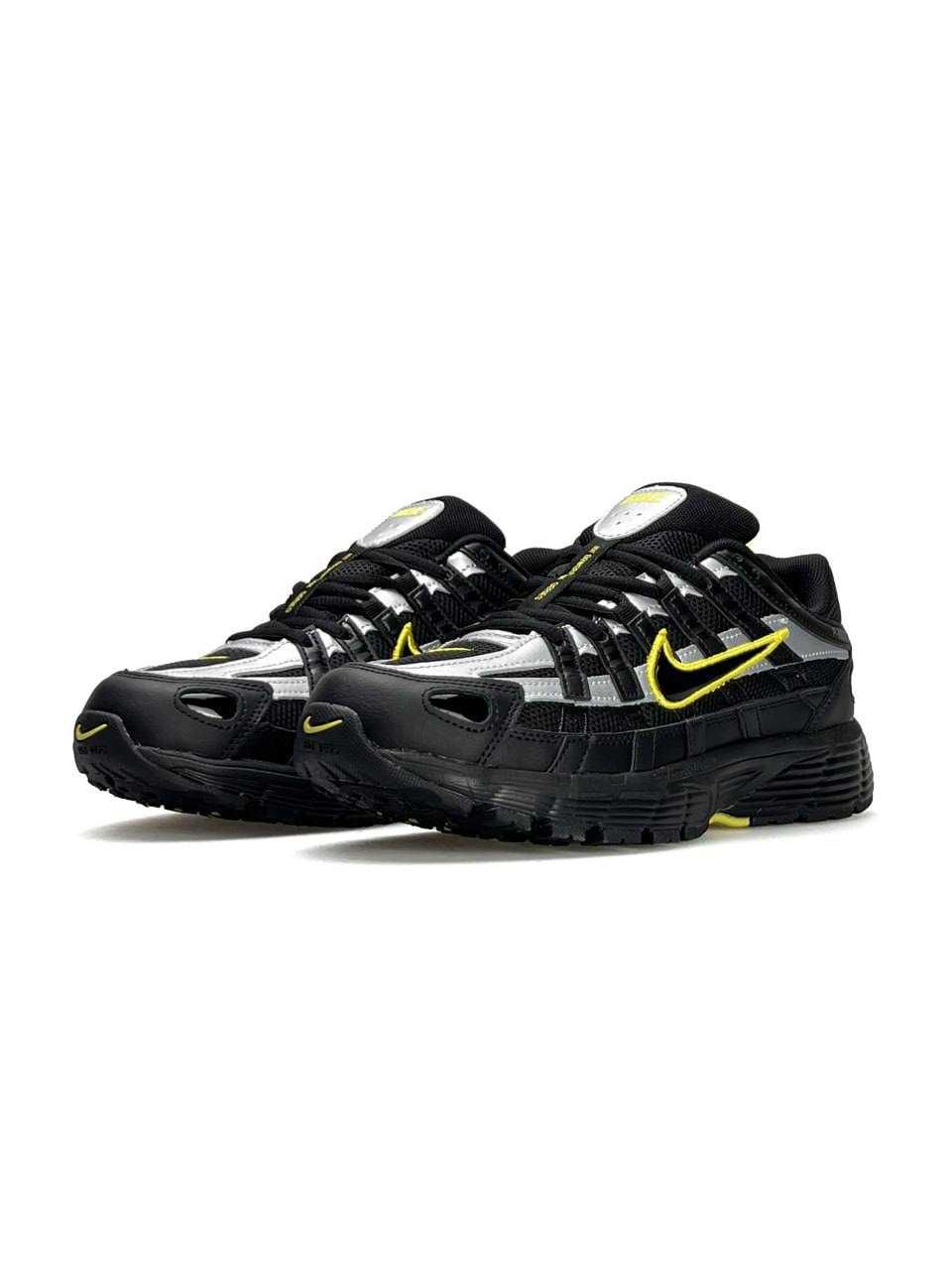Розпродаж чоловічі кросівки Nike p-6000 чорні з салатовим