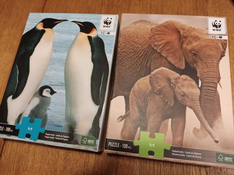Puzzle WWF pingwiny i słonie, 100 elementów