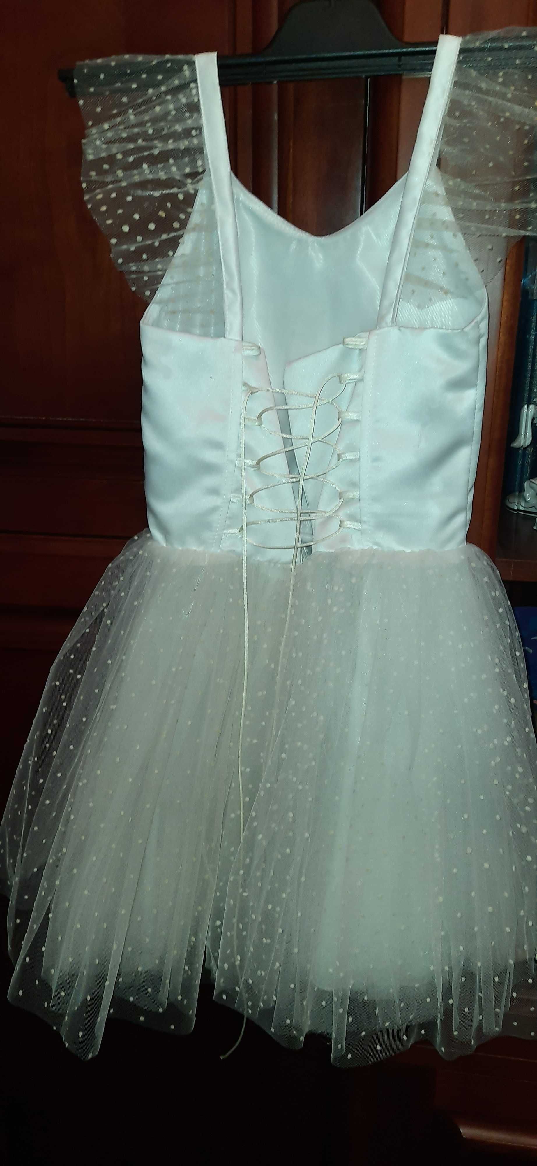 Белоснежное платье Снежинка. Новый Год. Размер 128 см.