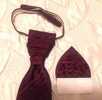 Krawat bordowy i poszetka