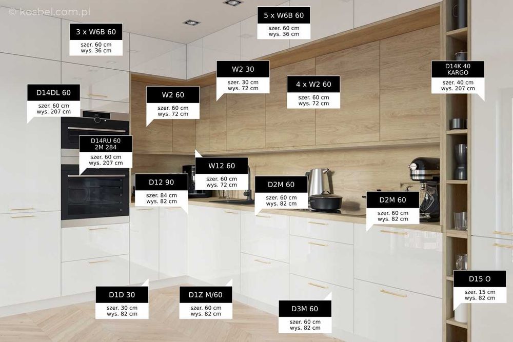 Kuchnia AKRYL meble, szafki kuchenne połysk TRANSPORT wycena (MK)