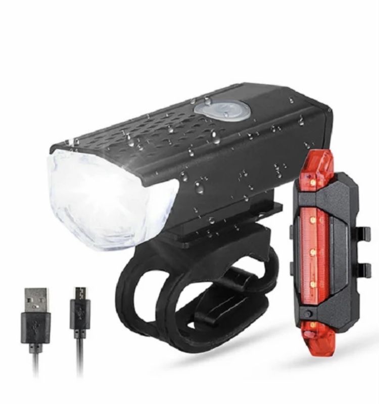 Велокомплект фонарь+stop-5led, micro usb, встроенный аккумулятор