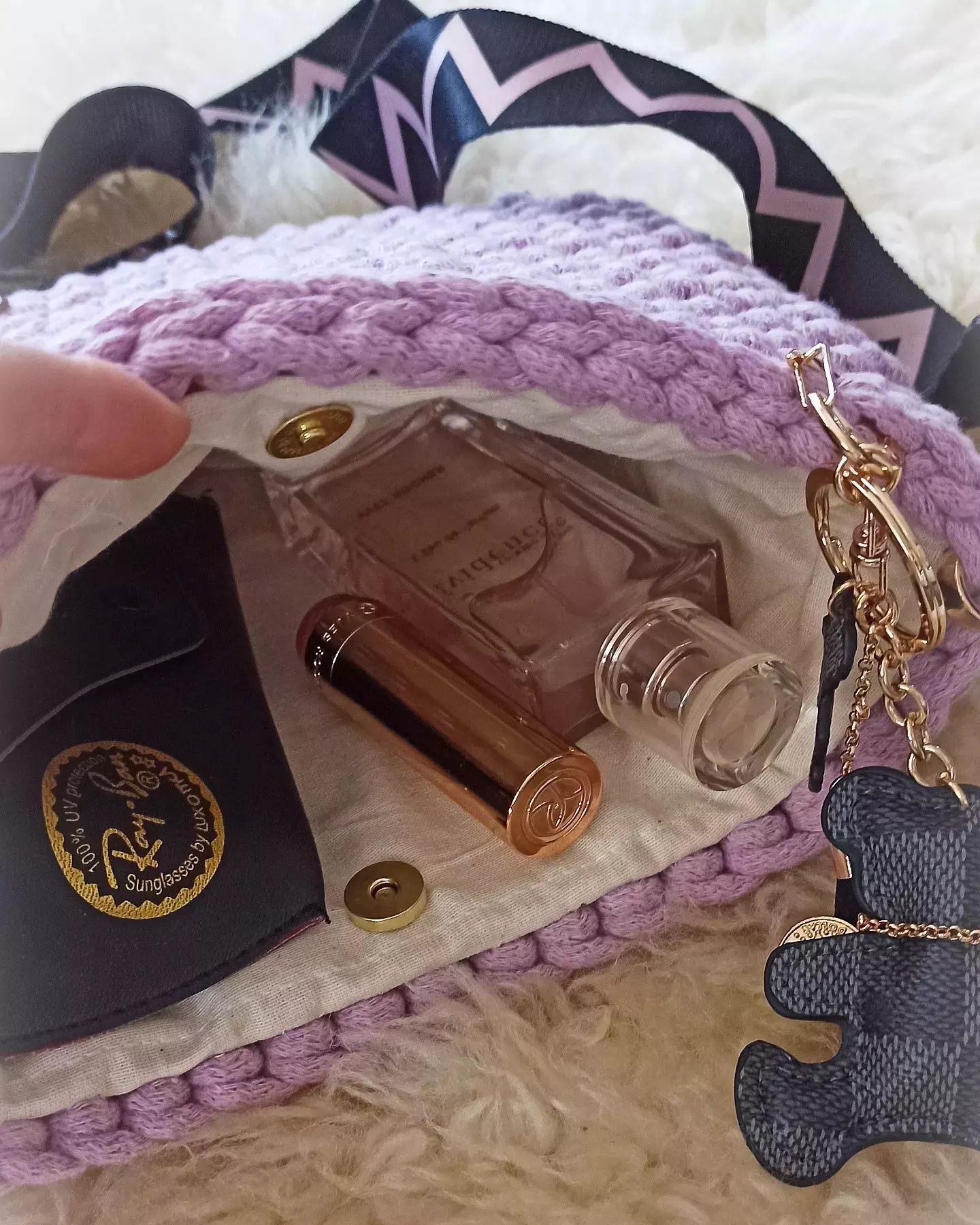 Torebka różowa pleciona na ramie szeroki pasek Handmade