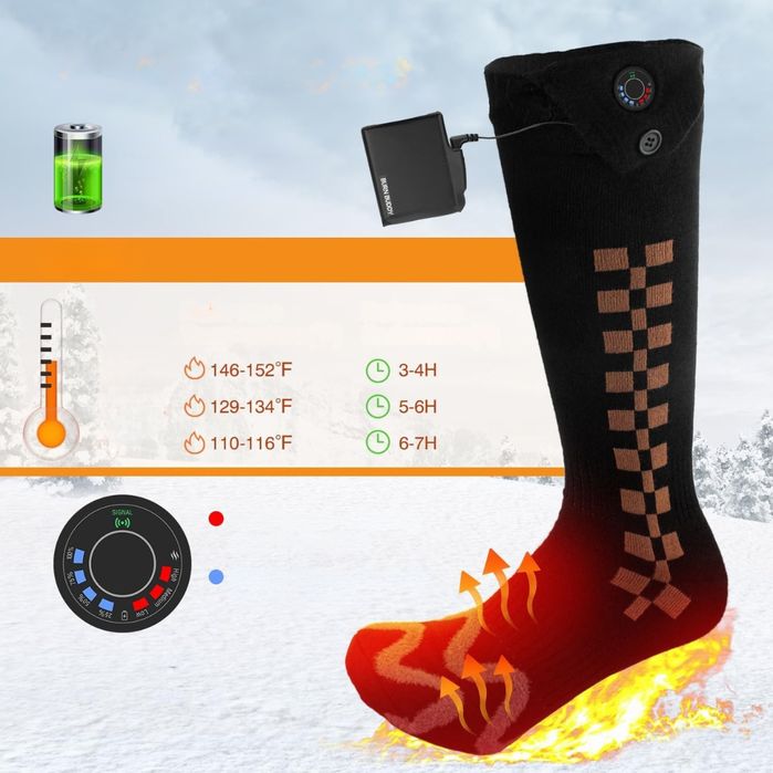 Inteligentne Skarpety Grzewcze Aplikacja Elektryczne 3000mAh Unisex L